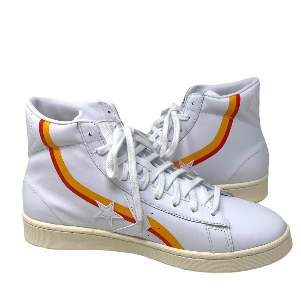 Converse  Pro Leather Hi White Red Orange Shoes Sneakers Low Top Women's 171197C - Picture 2 of 9